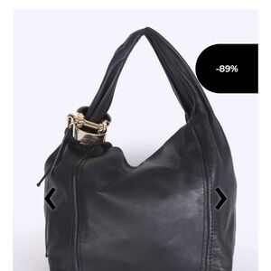 Jimmy Choo Black Leather Shoulder Bag with Gold Accents